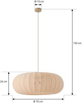 hanglamp Helin, beige, Ø 70 cm, textiel, 3 x E27