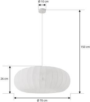 hanglamp Helin, wit, Ø 70 cm, textiel, 3 x E27