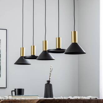 Hanglamp Hermanos 5 lichts L 132 cm zwart - goud