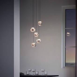 Hanglamp Ice Ball, chroom/helder, 5-lamps chroom, transparant
