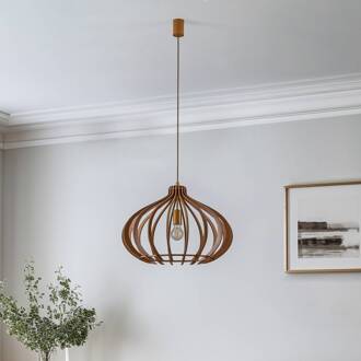 Hanglamp Ika ID met houten lamellen kap Ø51cm natuurlijke kleur