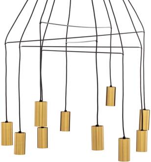 Hanglamp Imbria, 10-lamps, lengte 126cm messing messing, zwart
