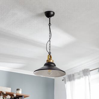 Hanglamp Iron, zwart/wit/antiek messing zwart, wit, antiek messing