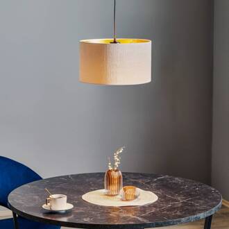 Hanglamp Jari stoffen kap 1-lamp, wit-goud wit, goud, zwart