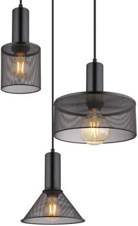 Hanglamp Jedd Metaal Zwart 3x E27