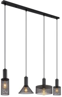 Hanglamp Jedd Metaal Zwart 4x E27