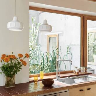 hanglamp Jimmy, Ø 25 cm, wit, keramiek wit, messing