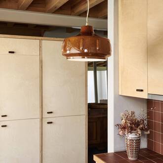 hanglamp Jimmy, Ø 38 cm, bruin, keramiek bruin, messing