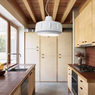 hanglamp Jimmy, Ø 38 cm, wit, keramiek wit, messing