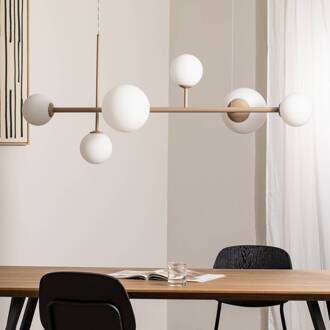 Hanglamp Joel, beige/wit, 6-lamps beige, wit mat