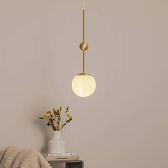 Hanglamp Joel, messing/wit, 1-lamp geborsteld messing, wit mat