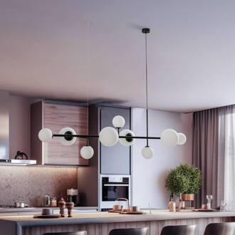 Hanglamp Joel, zwart/wit, 9-lamps zwart, wit mat