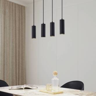 hanglamp Joffrey, 76 cm, zwart, 4-lamps, GU10