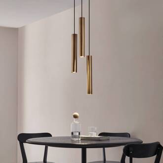 hanglamp Joffrey, Ø 24 cm, messing, 3-lamps, GU10 zwart zand, mat messing