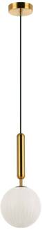 Hanglamp Jolin met bolglas, 1-lamp goud, opaal