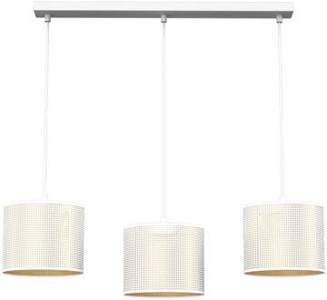 Hanglamp Jovin, 3-lamps lineair, wit/goud wit, goud
