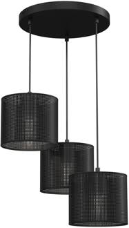 Hanglamp Jovin, 3-lamps, rondel, zwart