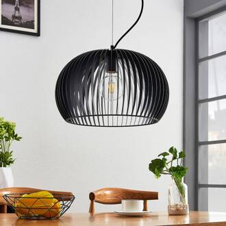 Hanglamp Jusra gemaakt van zwart metaal, 1-lamp