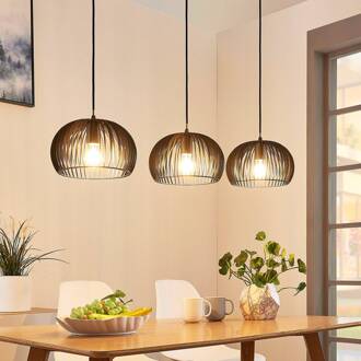 hanglamp Jusra, zwart, metaal, 3-lamps, 99cm