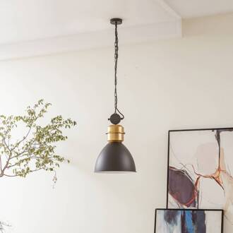 hanglamp Kaeloria, zwart/messing, aluminium, Ø 35 cm zwart, messing
