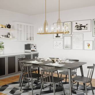 Hanglamp Kimrose, 10-lamp, messing messing geborsteld, helder