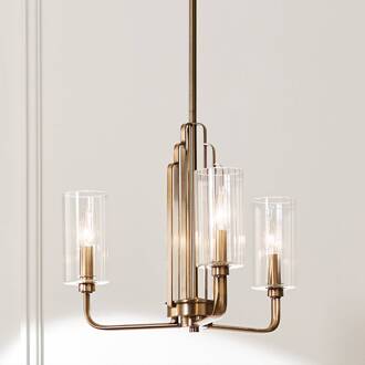 Hanglamp Kimrose, 3-lamp, messing messing geborsteld, helder