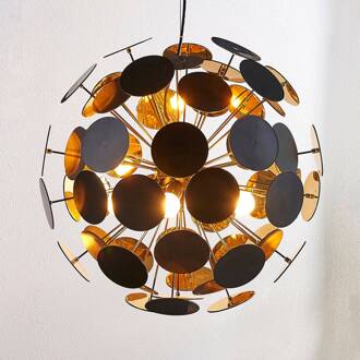 hanglamp Kinan, Ø 54 cm, zwart, goud, metaal