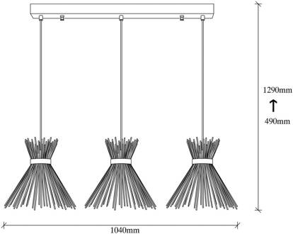 Hanglamp Kirpi 3089 3-fg. lineair Ø34cm goud goud, zwart