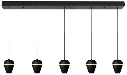 Hanglamp Kobe 5 lichts L 110 cm zwart