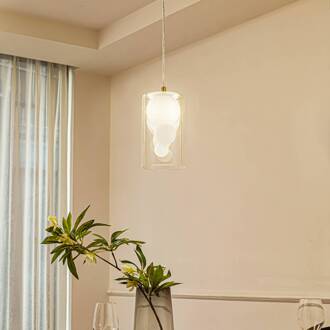 hanglamp Kupla, opaal/helder, glas, 1-lamp, G9 transparant, wit