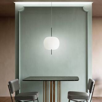 hanglamp Kushi, zwart/wit, Ø 16 cm, glas opaal, zwart