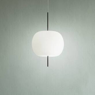 hanglamp Kushi, zwart/wit, Ø 33 cm, glas opaal, zwart