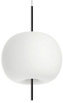 hanglamp Kushi, zwart/wit, Ø 43 cm, dimbaar opaal