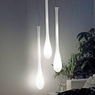 Hanglamp Lacrima van glas, Ø 25 cm, wit wit, gesatineerd nikkel
