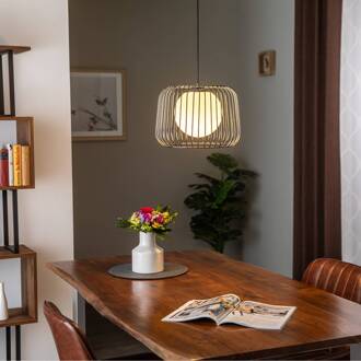 Hanglamp Ladore, Ø 36 cm, zwart-chroom zwart-chroom, wit