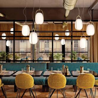 hanglamp Lannà, wit/messing, 22 x 20 cm messing, wit