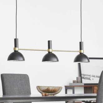 Hanglamp Larry in zwart messing, 3-lamps zwart, messing