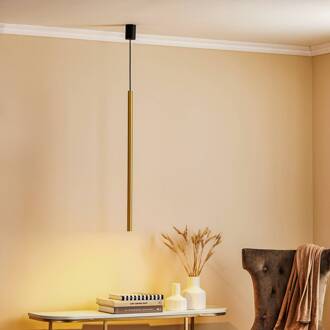 Hanglamp Las, 1-lamp, messing, kap 75cm messing, zwart
