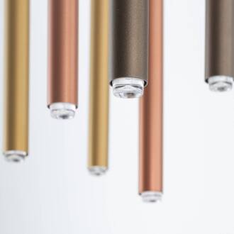 Hanglamp Laser, 10-lamps, meerkleurig, metaal, G9 goud, koper, bruin