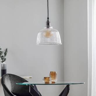 Hanglamp Leana, helder glas, 1-lamp, chroom chroom, helder