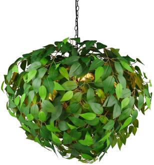 Hanglamp Leavy, zwart/groen, Ø 70 cm, 4-lamps, E14 groen, zwart