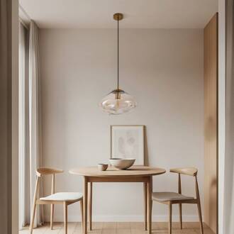 hanglamp Lelia, amber, glas, Ø 35 cm amber, messing