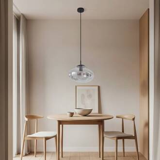 hanglamp Lelia, rookgrijs, glas, Ø 35 cm rookgrijs, zandzwart