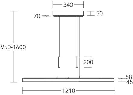 Hanglamp Leonora Dim 121 cm eiken Zilver