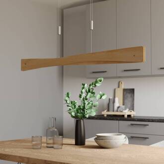 hanglamp Lian, eikenhout eiken naturel, nikkel mat