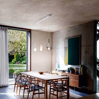 Hanglamp Lila van glas, 3-lamps lang transparant, amber, rookgrijs, wit