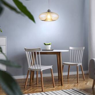 Hanglamp Lille met glazen kap, amber mat nikkel, amber