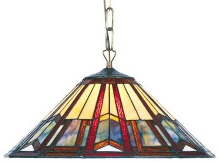 Hanglamp LILLIE in Tiffany-stijl 1 x E27 Bruin, crème, rood, blauw