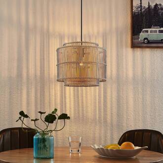 Hanglamp Lindby Bridga, Ø 35 cm, zwart, bamboe natuurlijk bamboe, zwart