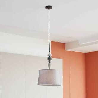 Hanglamp Lindby Haldorin, grijs/zwart, textiel, Ø 34 cm grijs, zwart